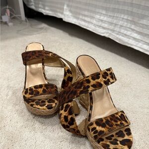 Stuart Weitzman Animal Print Wedge Sandals